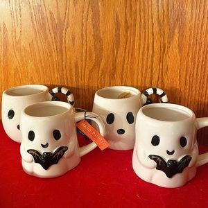 Halloween Ghost Mugs Set Hand painted by Lang HTF